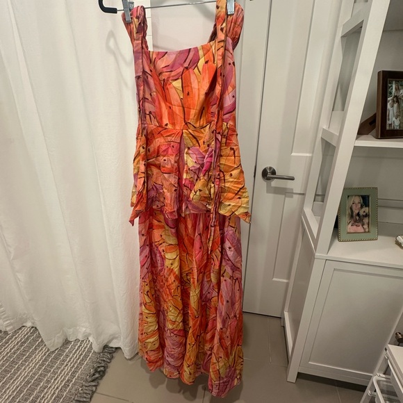 FARM Rio Dresses & Skirts - Colorful Tropical Print Maxi Dress - Orange & Pink